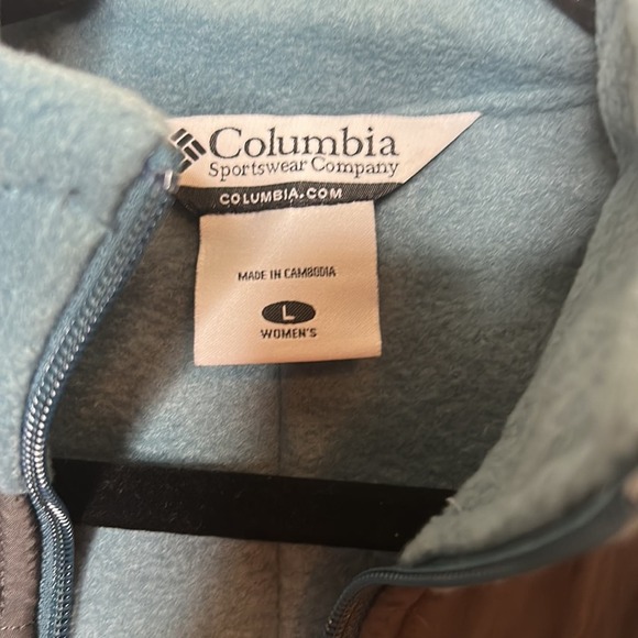 Columbia Fleece Sweater Jacket Coat Full Zip Blue Pockets Womens Size Large - Picture 5 of 6